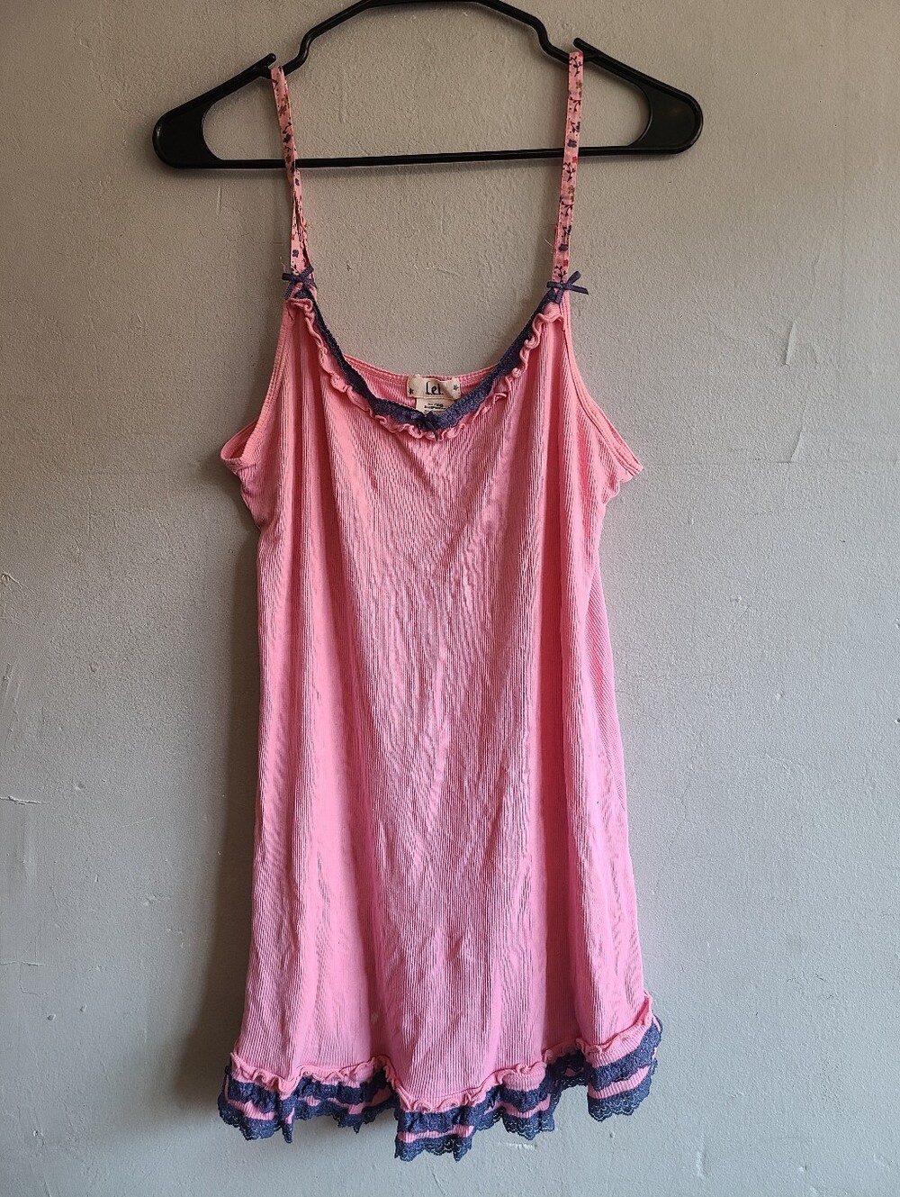 Vintage Y2K LEI women's junior's XL pink ribbed tunic long tank top shirt